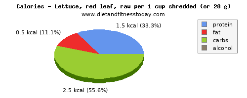 vitamin c, calories and nutritional content in lettuce